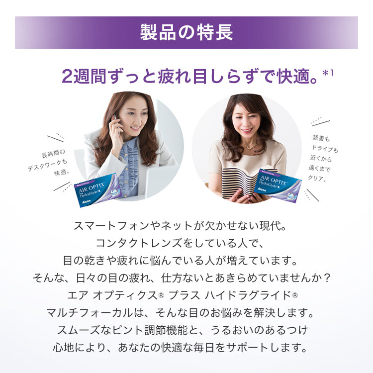 エアオプティクス プラス ハイドラグライド マルチフォーカル 6枚入（2week / 遠近両用）