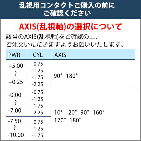 バイオフィニティ トーリック 6枚入 度数制作範囲